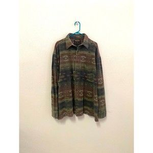 vintage john rich and bros woolrich 100% cotton green brown mens jacket size XXL
